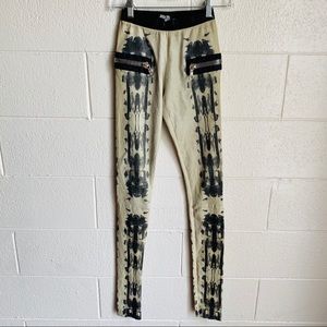 Les Chiffoniers Print Zip Leather Legging Metallic